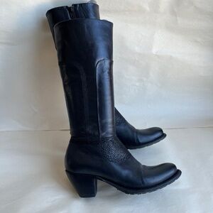 Vittorio Virgili Black Leather Cowboy style Stitching Knee Embordered Boots 6